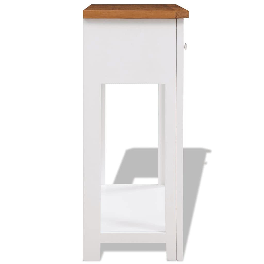 Solid Oak Wood Console Table with 2 Drawers and 1 Shelf Z739185