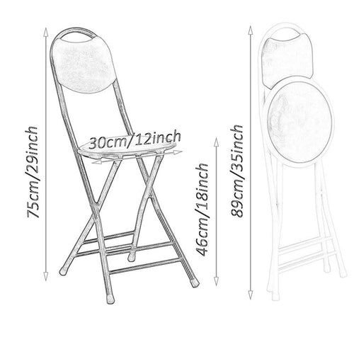 18 Inch Black Folding Bar Stool with Back T935311