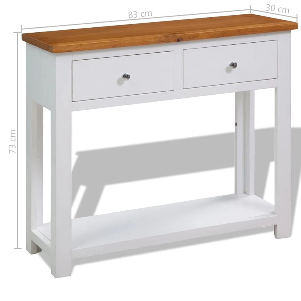 Solid Oak Wood Console Table with 2 Drawers and 1 Shelf Z739185