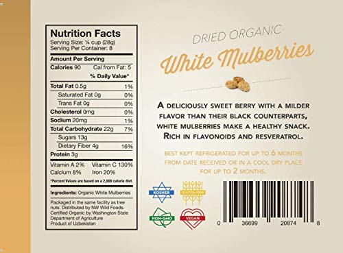 Organic White Mulberries 8 Ounces H314068