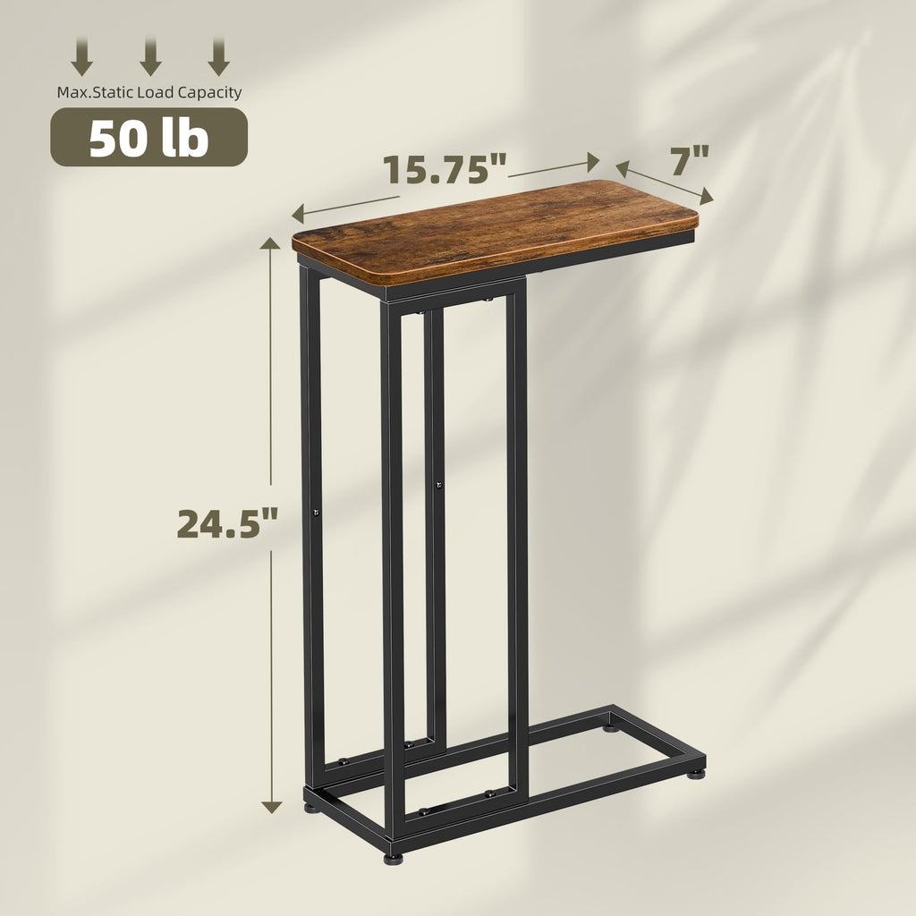 C Shaped Side Table Set of 2 Rustic Brown G178249