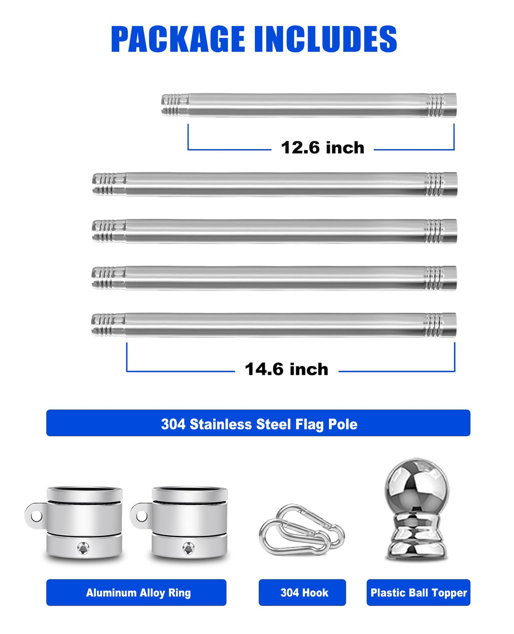 T304 Stainless Steel Flag Pole Y680