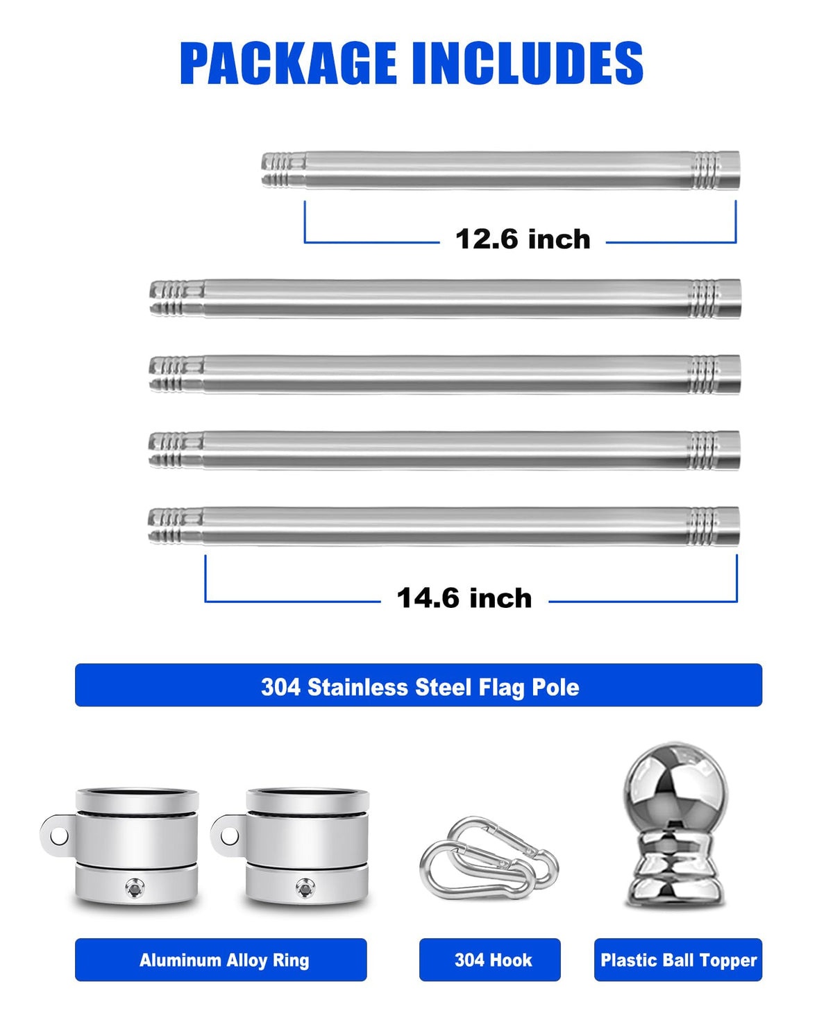 T304 Stainless Steel Flag Pole Y680