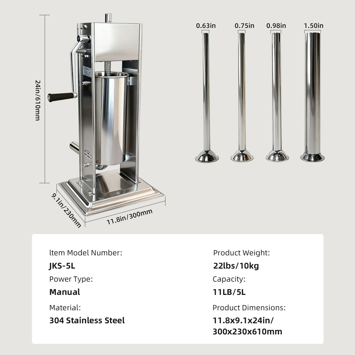 11LBS/5L Vertical Sausage Stuffer N143152