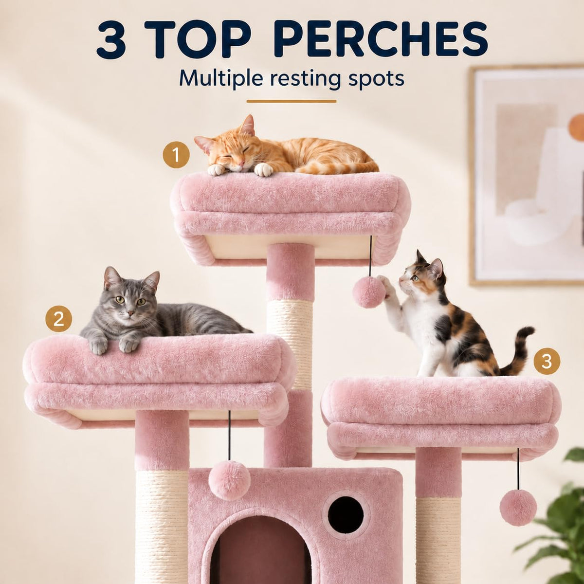70 Inch Tall Multi-Level Cat Tree Tower with Scratching Posts, Hammock & Perches N139