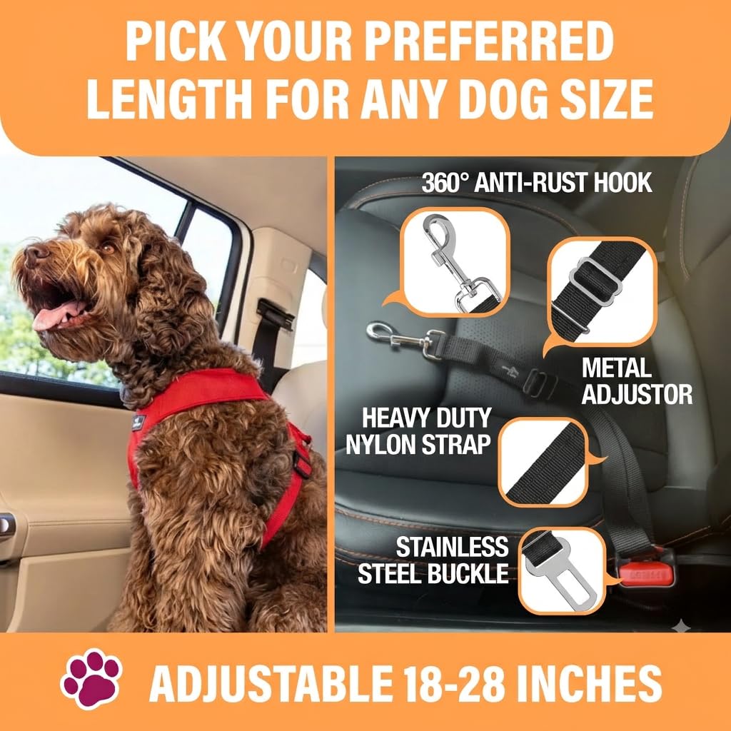 Black Adjustable Dog Car Seat Belt I31825