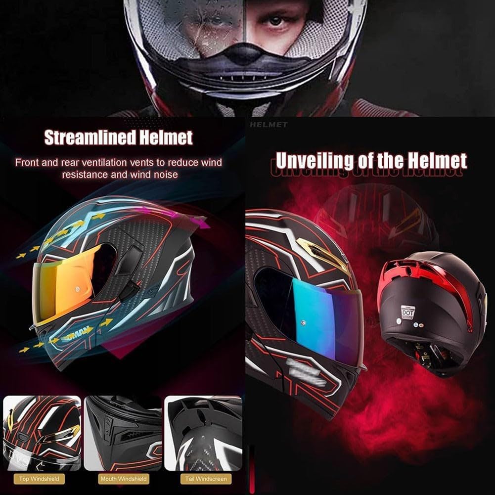 DOT Approved Flip up Full Face Modular Motorcycle Helmet X4757