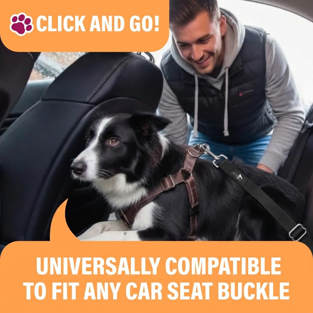 Black Adjustable Dog Car Seat Belt I31825