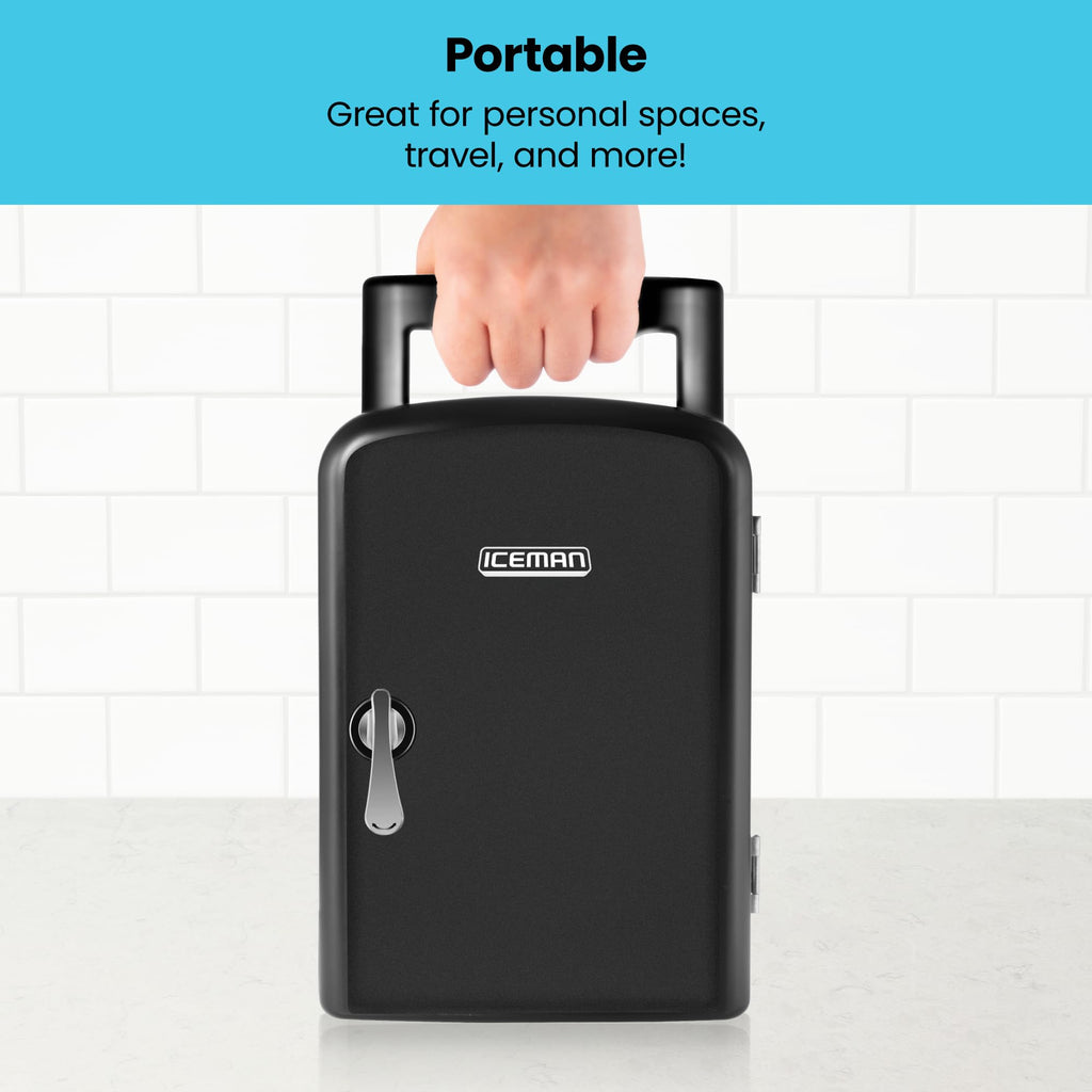 Portable 4 Liter Mini Fridge, Cools & Heats, Black I5003