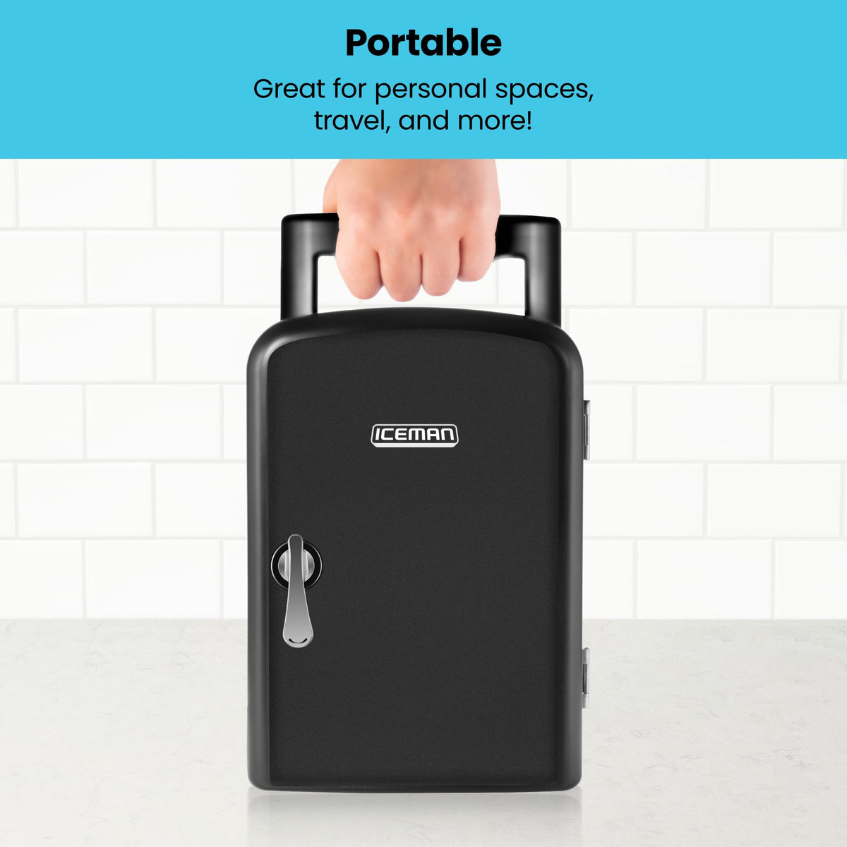 Portable 4 Liter Mini Fridge, Cools & Heats, Black I5003