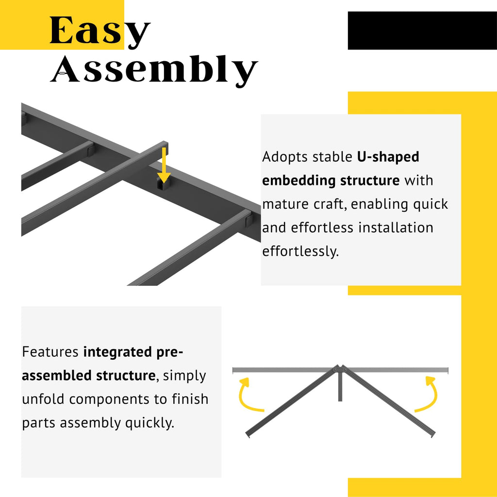 12" Metal Full Platform Bed Frame with Headboard C5743
