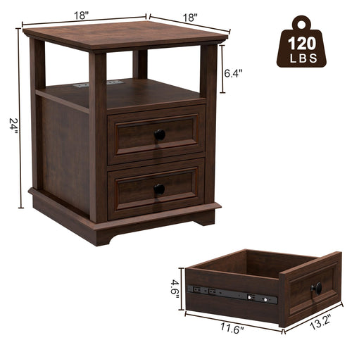 24" Tall End Table with Charging Station & 2 Drawers G149516