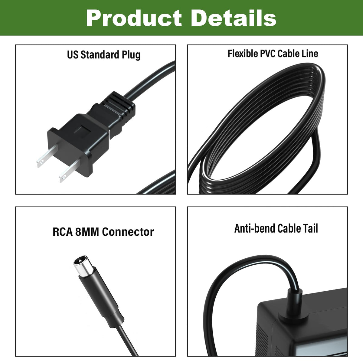 42V 2A Battery Charger Power Adapter Cord M9058