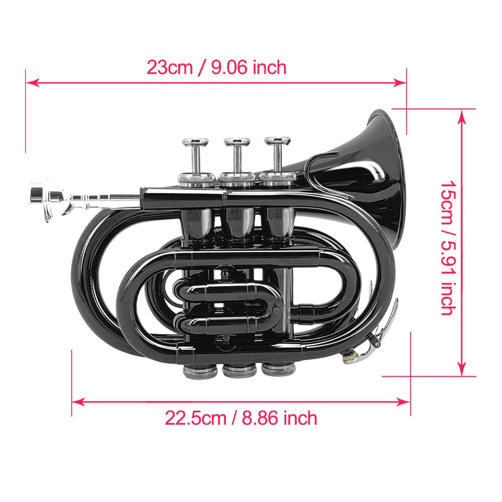 Brass B Flat Nickel Plated Pocket Trumpet with 7C Mouthpiece H4151