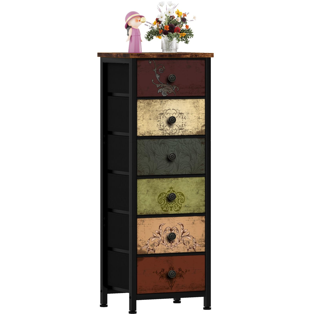Tall 6 Drawer Fabric Dresser H1294