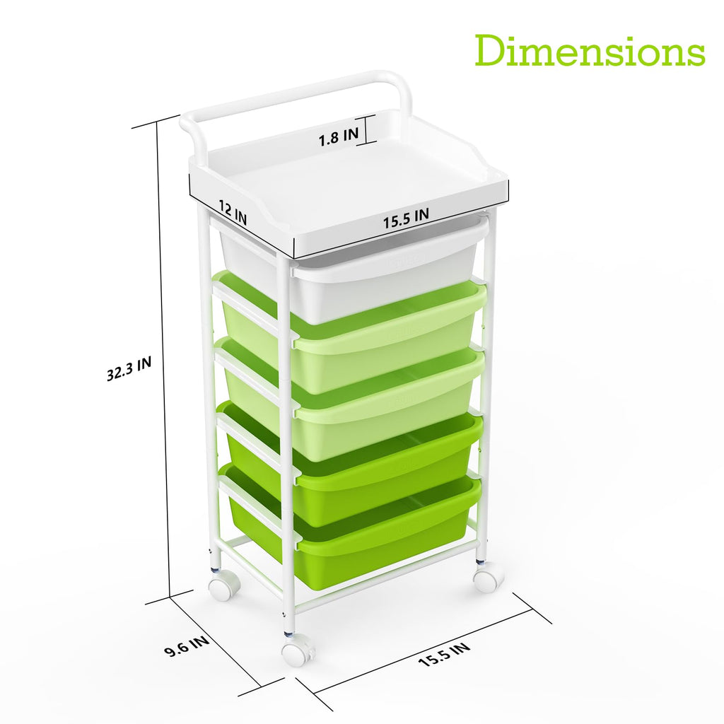 5 Drawers Plastic Rolling Storage Cart with Wheels T204