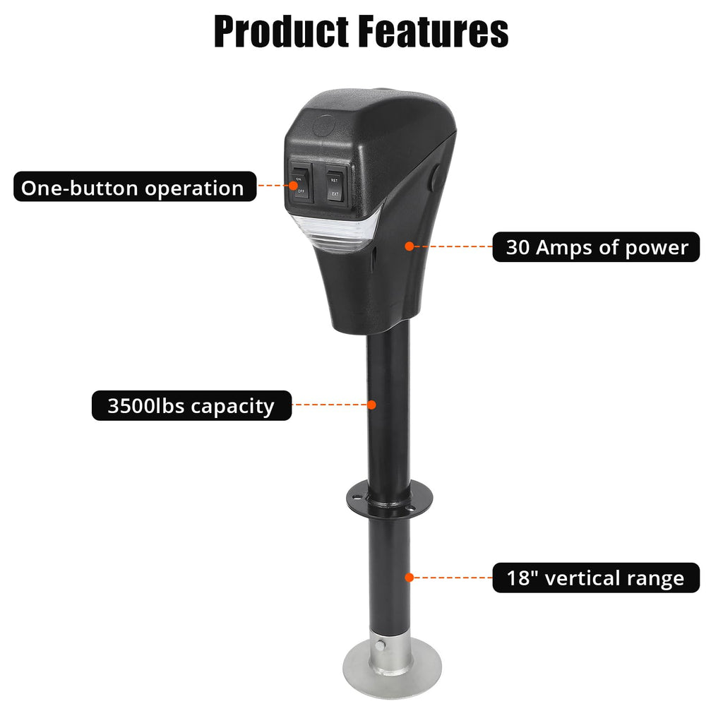 12V DC Electric Trailer Jack 3500 lbs A-Frame Tongue Jack with LED Light T4150