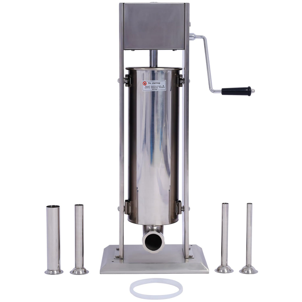 Stainless Steel Vertical Sausage Stuffer 15LB/7L with 4 Stuffing Tubes G547