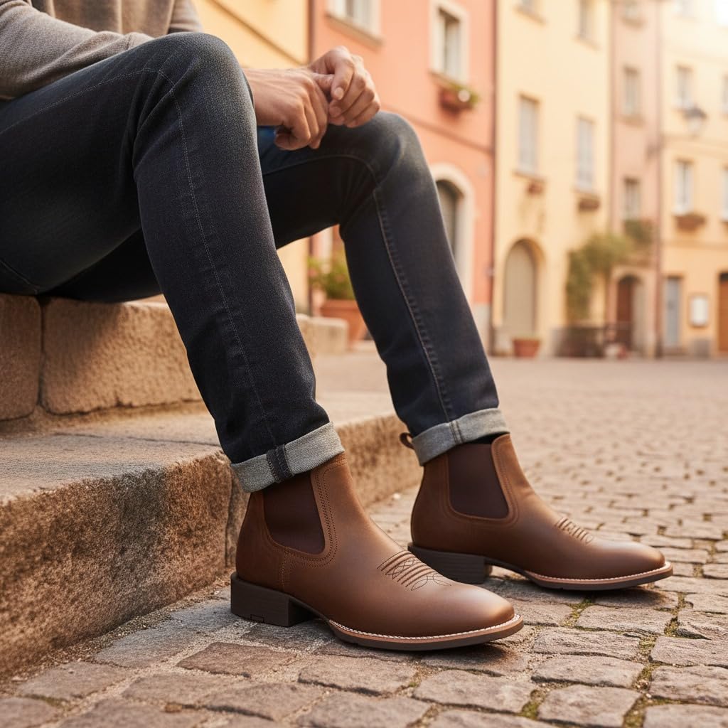 Slip-On Square Toe Western Boots M368109