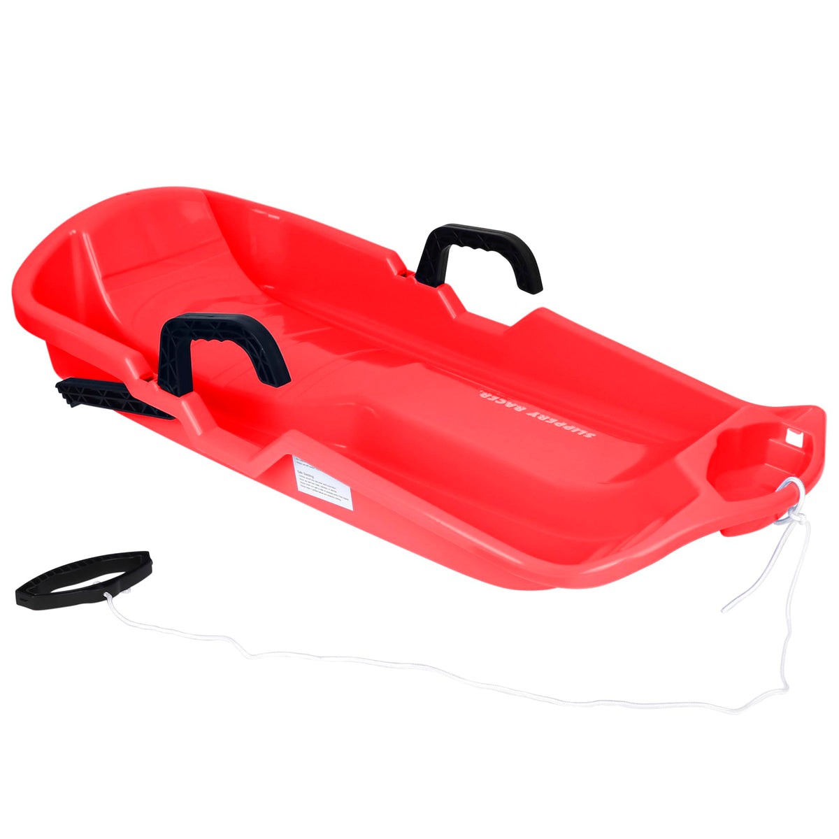 Red Flexible Plastic Toboggan Snow Sled with Brake Q6319