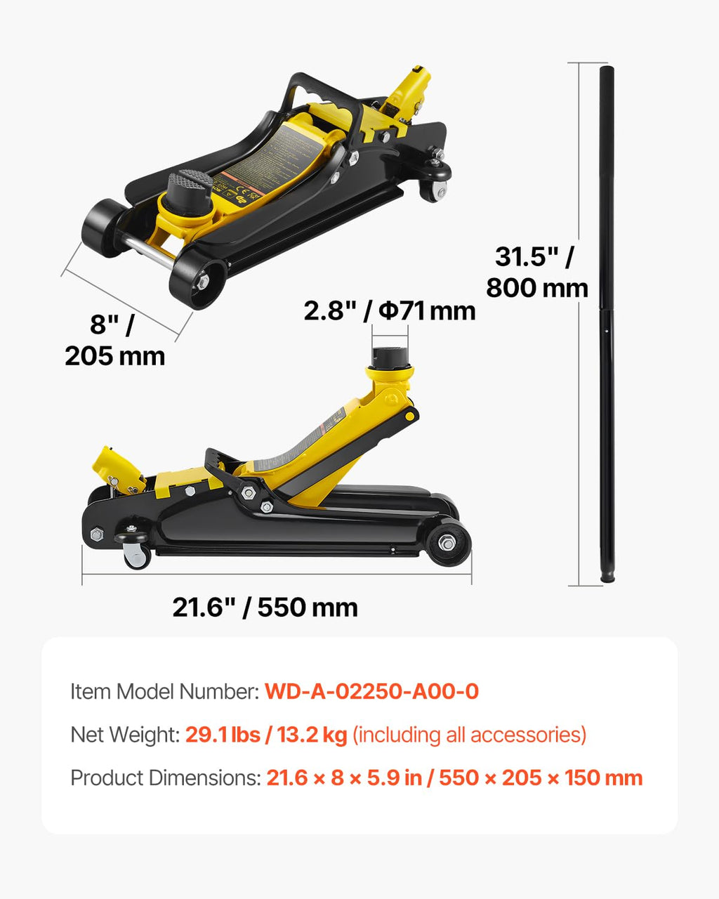 2.5 Ton Low Profile Steel Floor Jack J765842