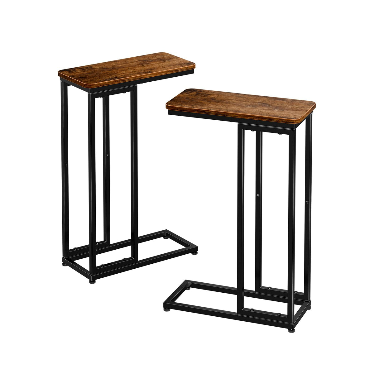C Shaped Side Table Set of 2 Rustic Brown G178249