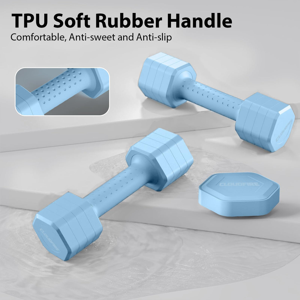 Adjustable 4 in 1 Dumbbell Set of 2, 5 lb Q71342
