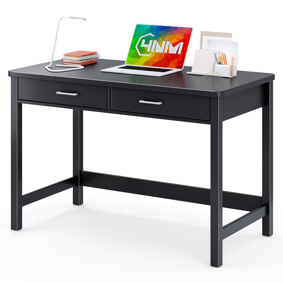 39.4" Small Desk with Wood Drawers Black K960108