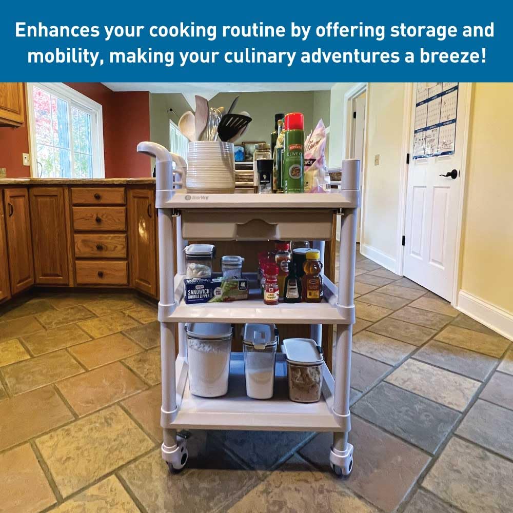 3-Tier Medical Utility Cart with Drawer and Shelves D1016