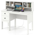 White Desk with Drawers and Hutch M22258