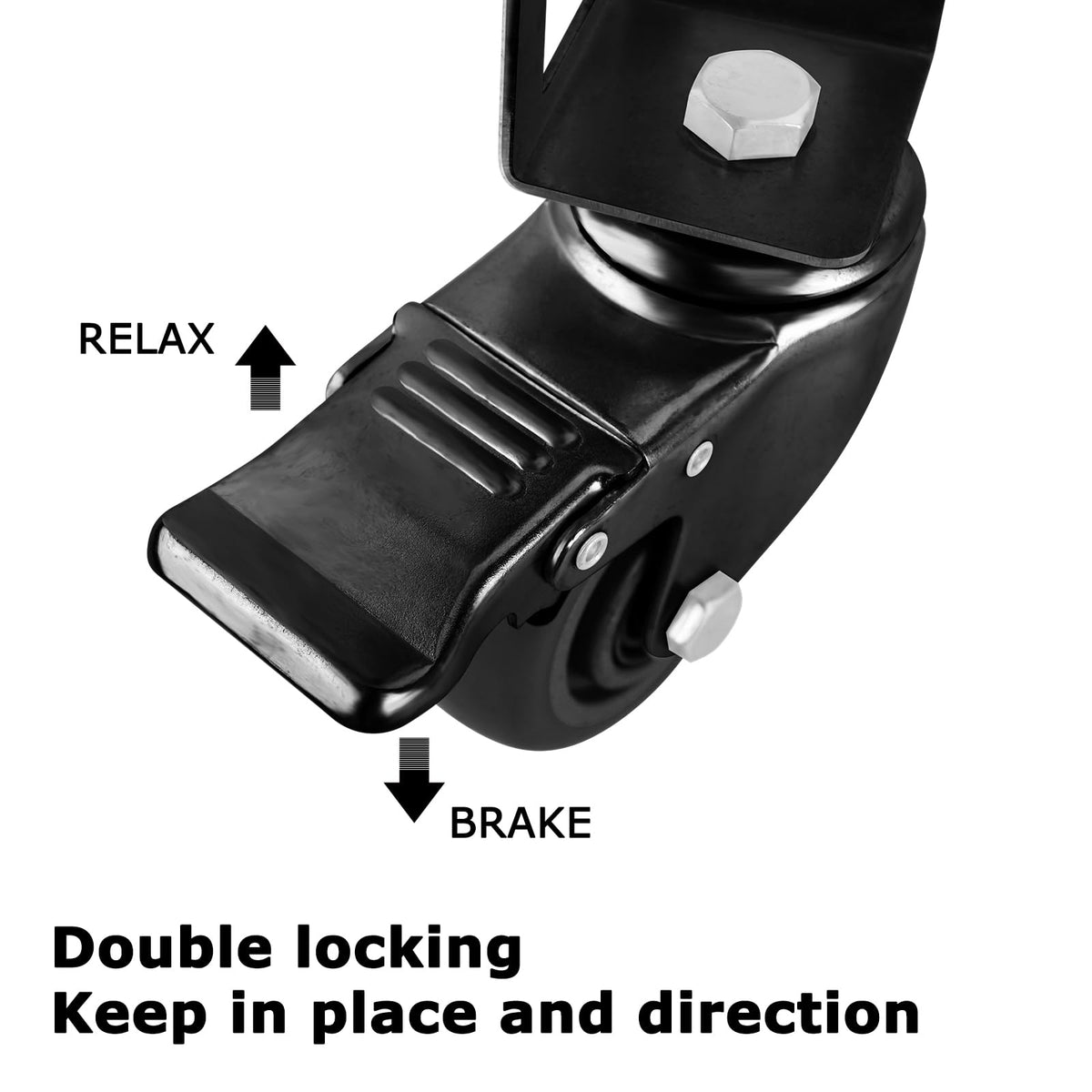 3" Heavy Duty Locking Caster Wheels 4PCS Black H938