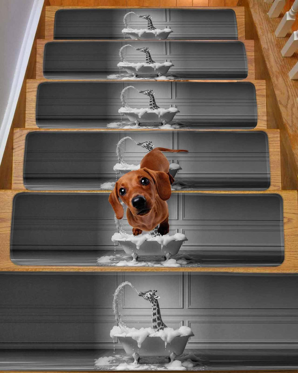 Grey Non Slip Stair Treads 8"x30" 4PCS F140517