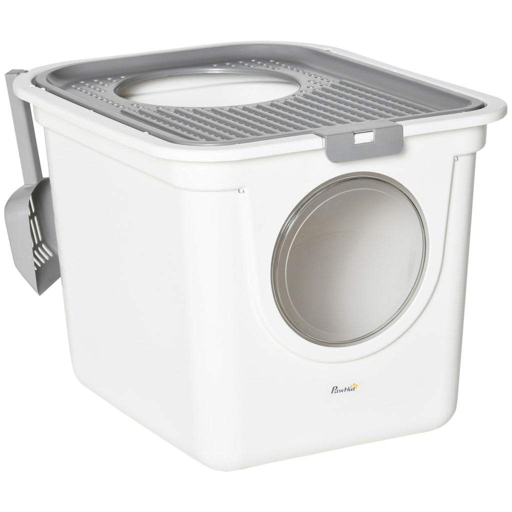 Covered Cat Litter Box with Scoop, White Z439