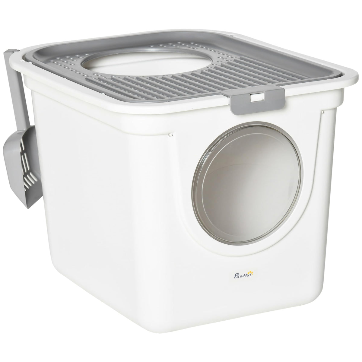 Covered Cat Litter Box with Scoop, White Z439