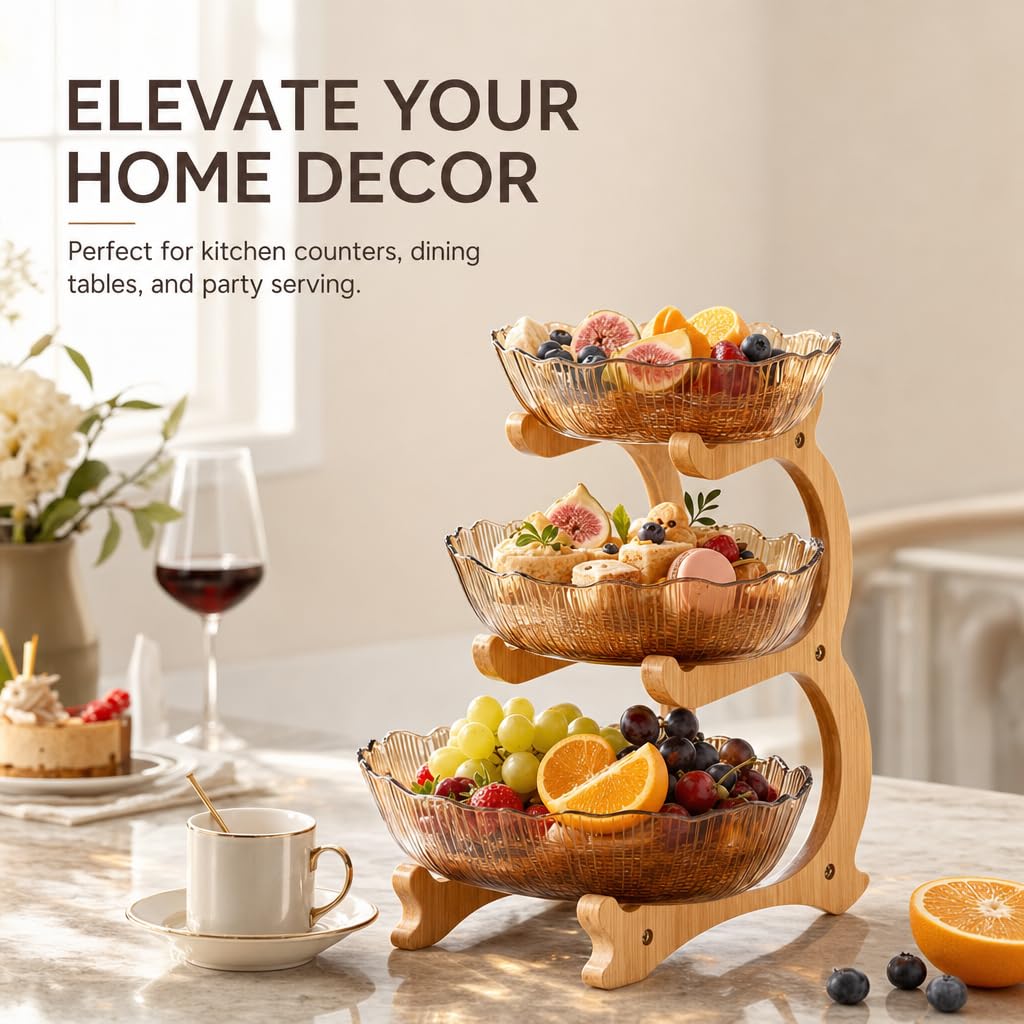 3 Tier Bamboo Fruit Basket L144