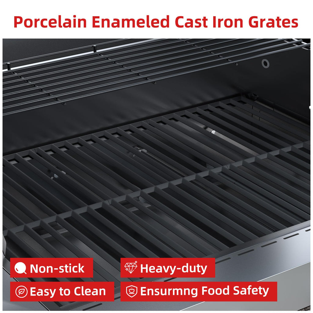 4 Burner Gas Grill with Side Burner and Wheels X958