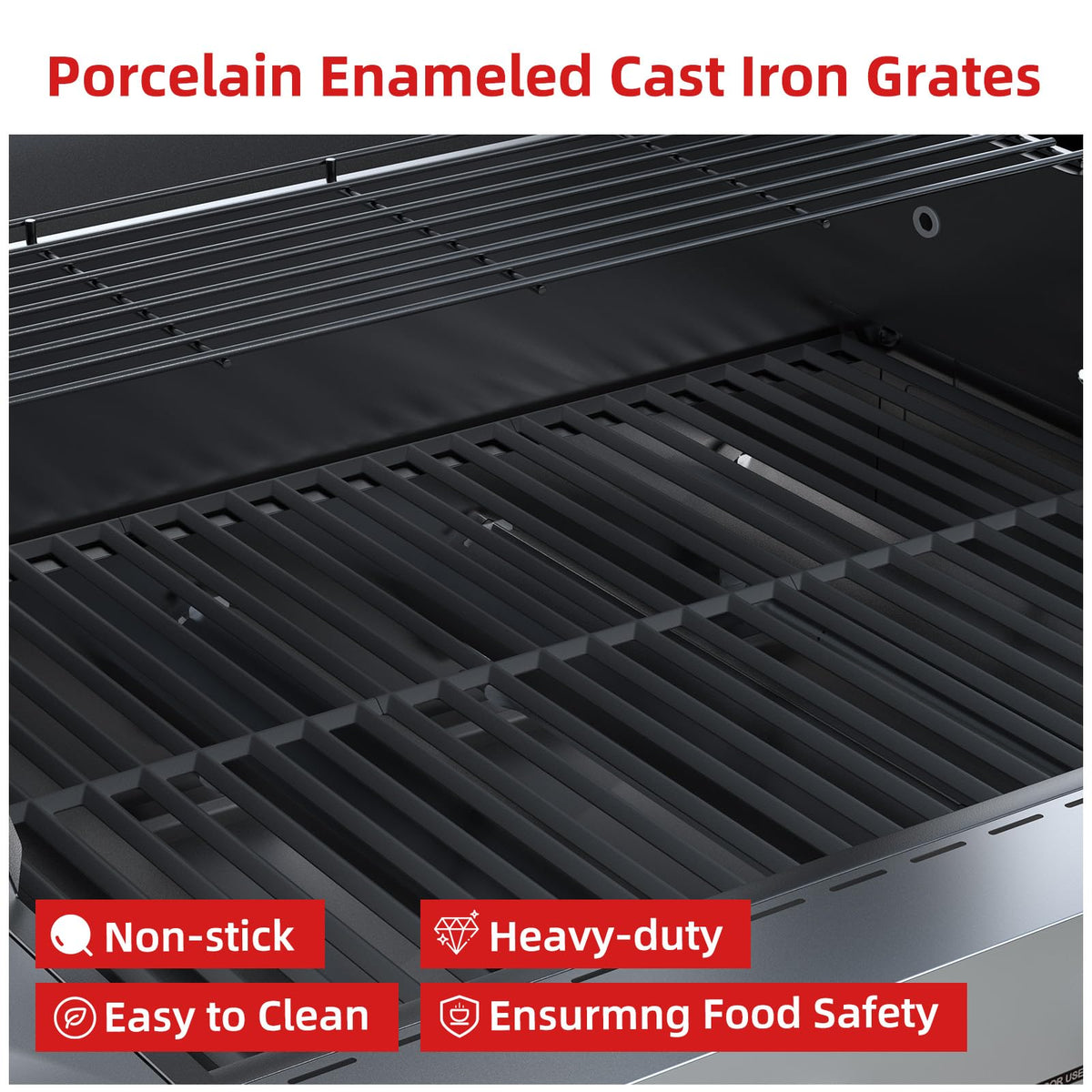 4 Burner Gas Grill with Side Burner and Wheels X958