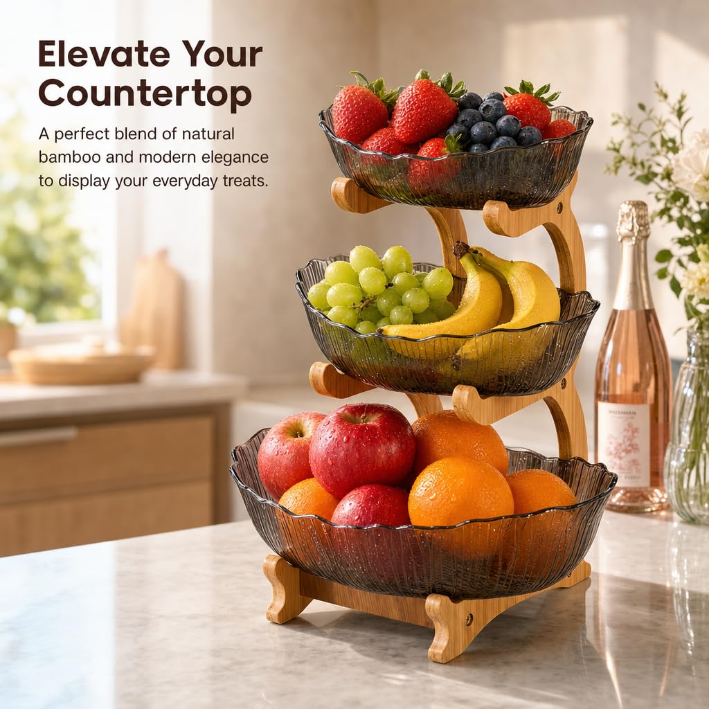 3 Tier Bamboo Fruit Basket L144