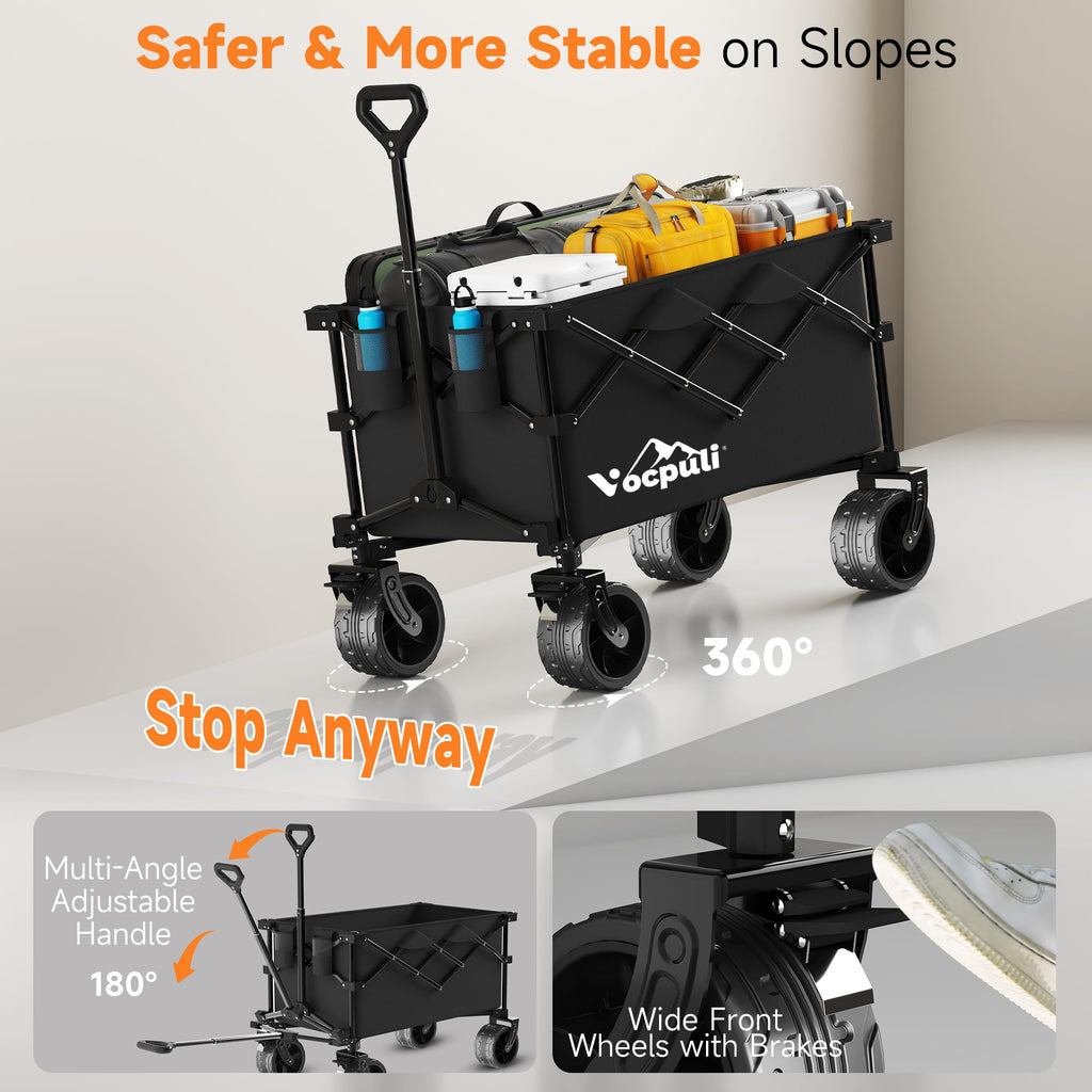 40" Black Collapsible Wagon Cart 500lbs 250L M8678