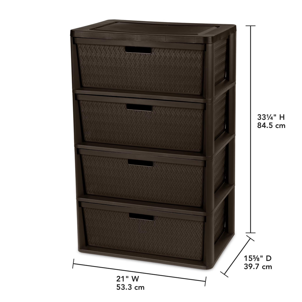 Brown 4 Drawer Plastic Storage Tower R56630
