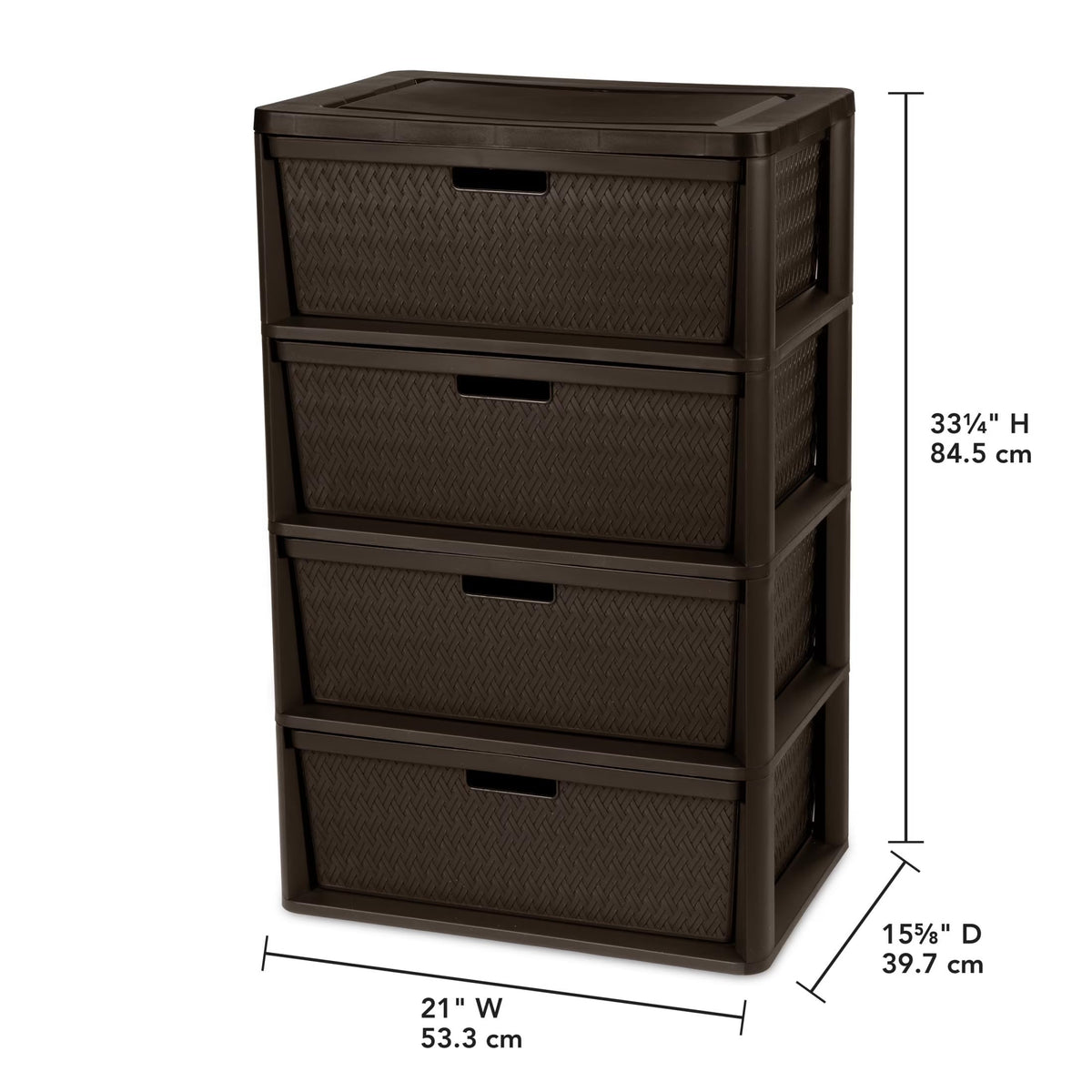 Brown 4 Drawer Plastic Storage Tower R56630