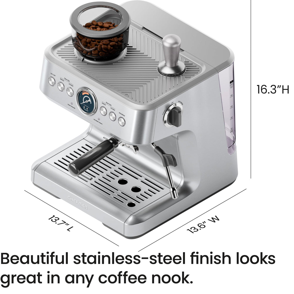 15 Bar Espresso Machine with Milk Frother and Coffee Grinder V258