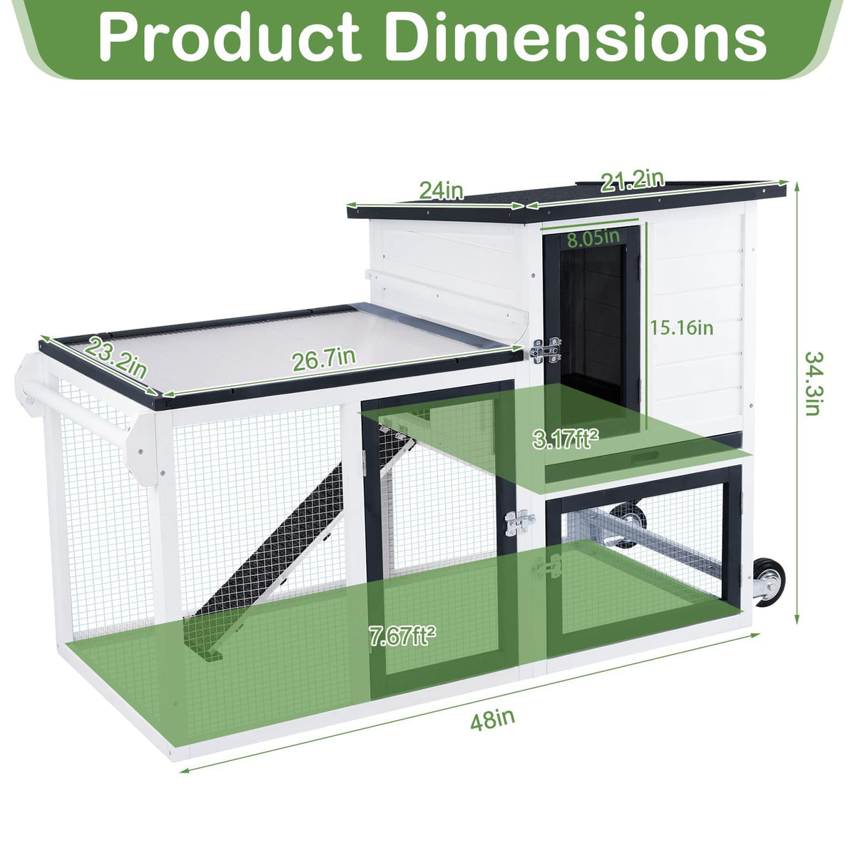 2-Story Rabbit Hutch with Pull-Out Tray & Wheels O663984