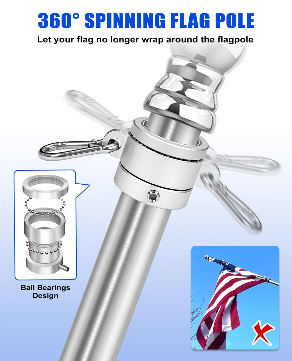 T304 Stainless Steel Flag Pole Y680