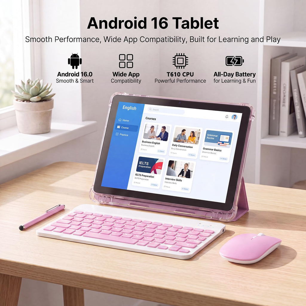 10 Inch 2 in 1 Tablet with Keyboard Kit & Case Pink D4152