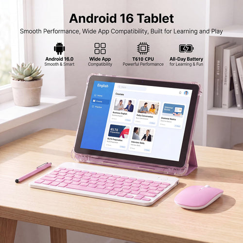 10 Inch 2 in 1 Tablet with Keyboard Kit & Case Pink D4152