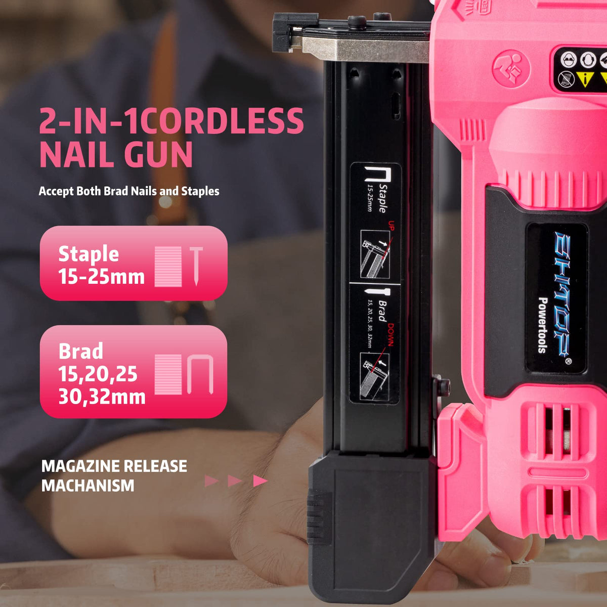 20V Cordless 18 Gauge 2 in 1 Brad Nailer & Stapler Kit F5894