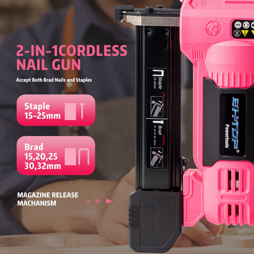 20V Cordless 18 Gauge 2 in 1 Brad Nailer & Stapler Kit F5894