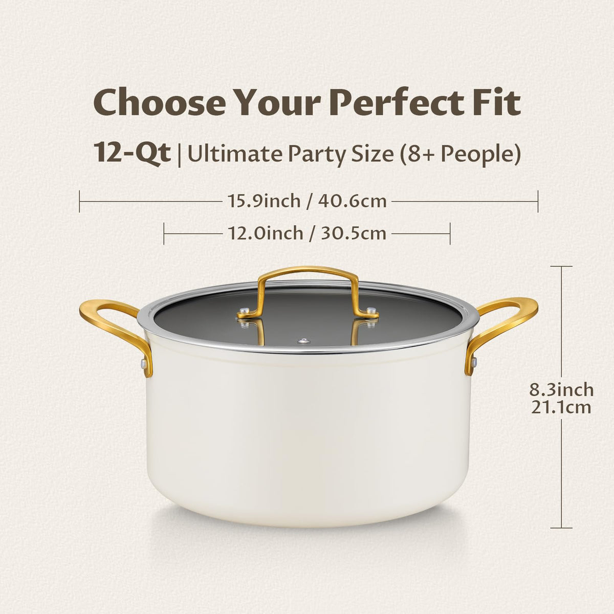12QT Ceramic Nonstick Stock Pot with Lid G4139