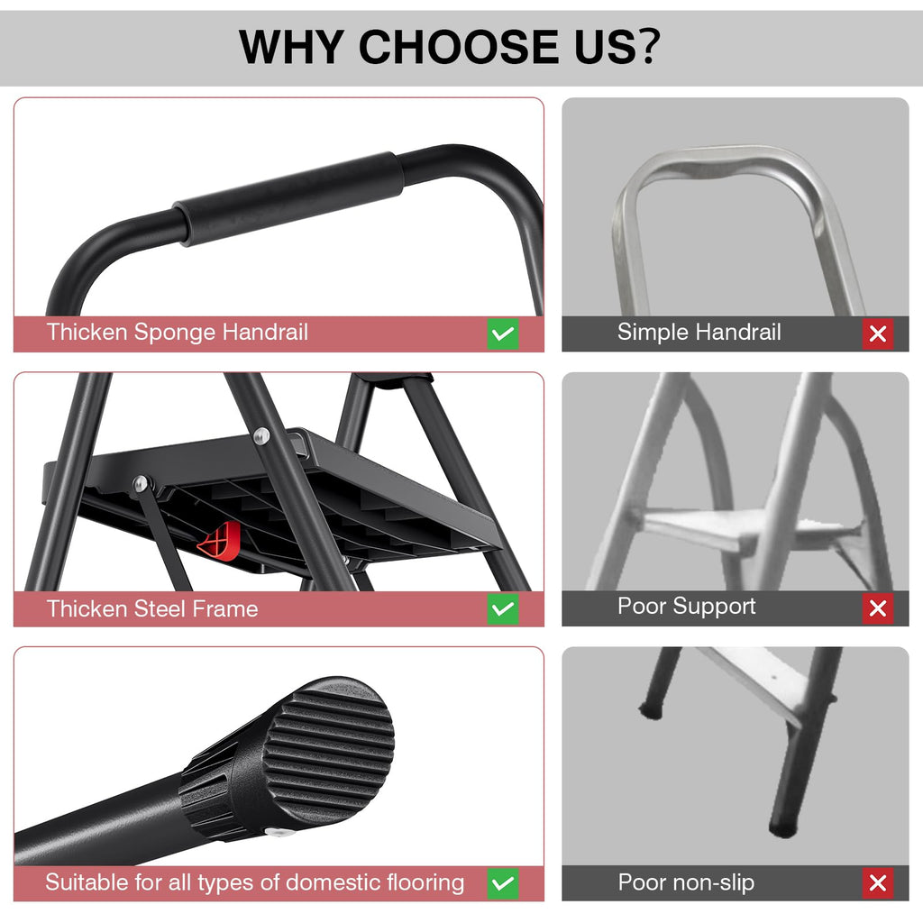 2 Step Steel Step Ladder with Handrail Z746986